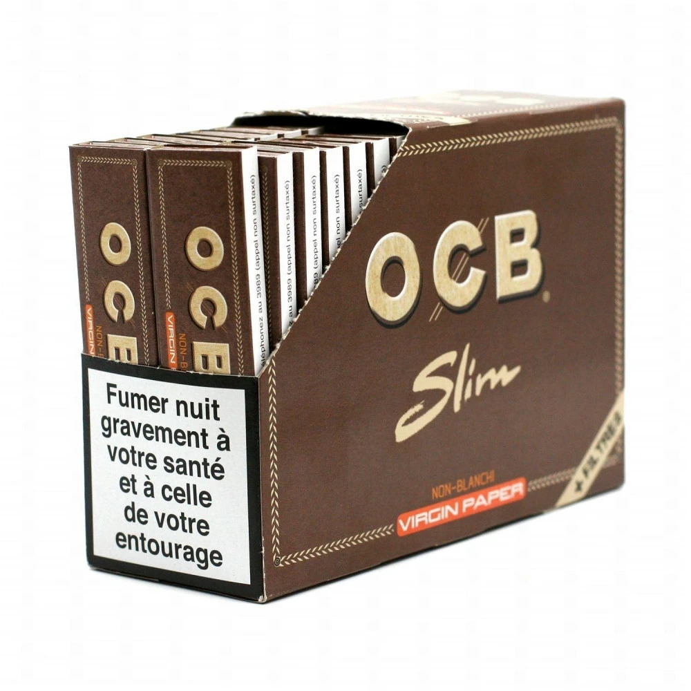Boite 32 Carnets De Feuille OCB Slim Non Blanchis + Tips 1 Boite 32 Carnets De Feuille OCB Slim Non Blanchis + Tips