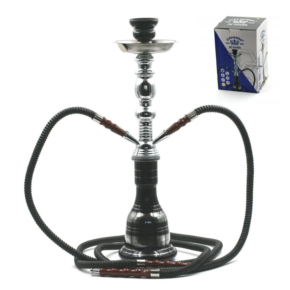 Chicha Al Malik - Double Tuyaux - Argent 1 Chicha Al Malik - Double Tuyaux - Argent